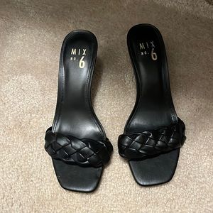 Mix No.6 black braided slip-on heeled sandal